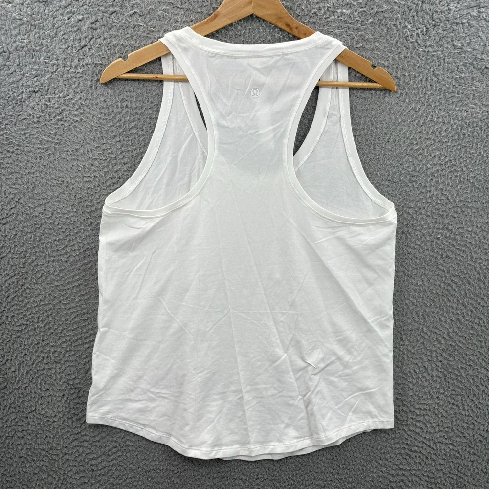 Lululemon Love Tank Top Women 10 White Pima Cotton Racerback Athletic